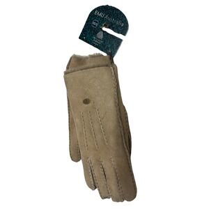 Womens Genuine Sheepskin Leather Gloves  Beige XS/ Small Suede